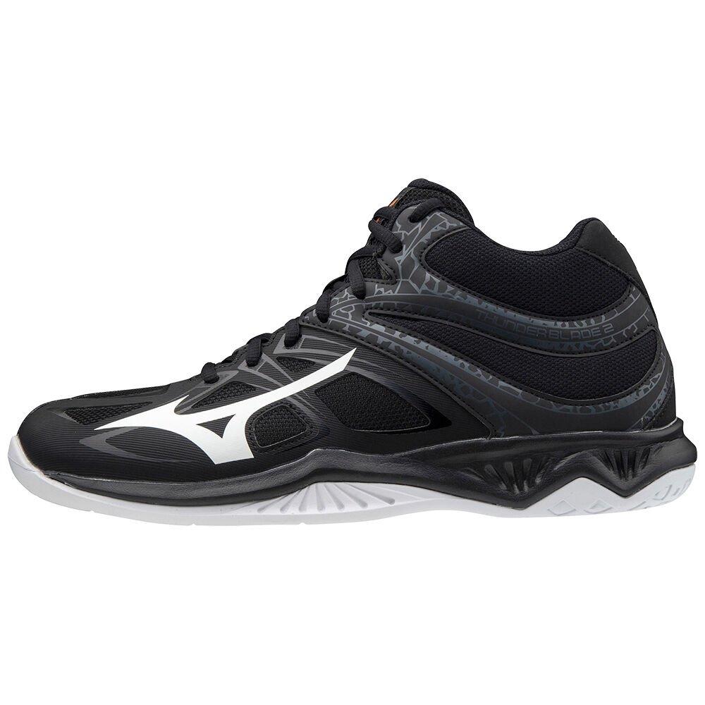 Mizuno Men's Volleyball Shoes Black/White Thunder Blade 2 Mid Shoes - V1GA197550